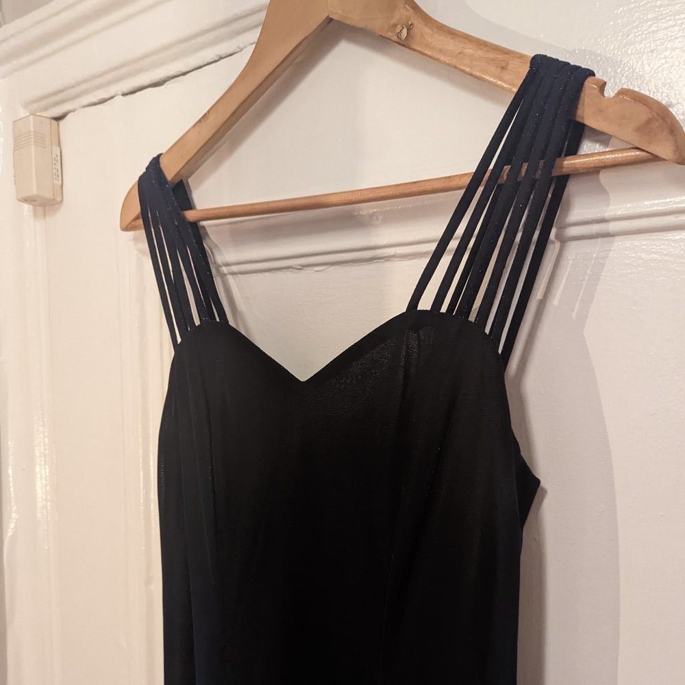 Vintage Blue/Black Shimmer Maxi Dress - 5 Spaghetti Strap (Social Circles brand)